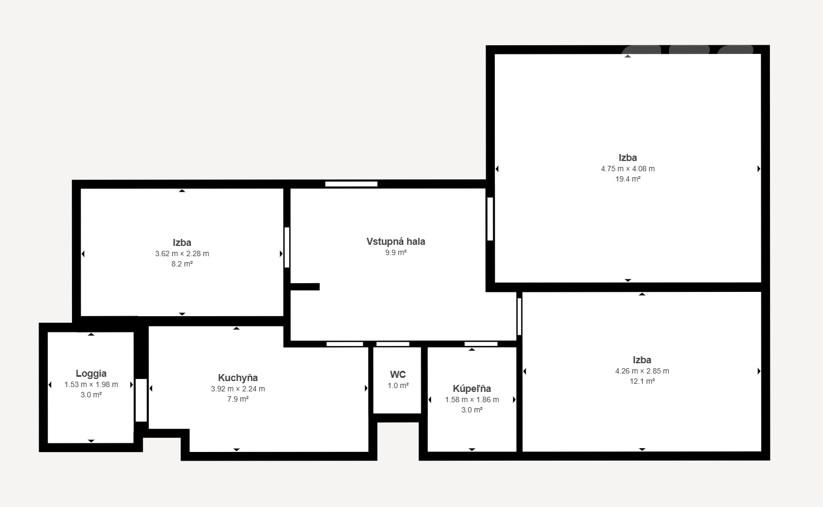 PREDAJ: 3 izbový byt s loggiou, Jilemnického ul., Stupava